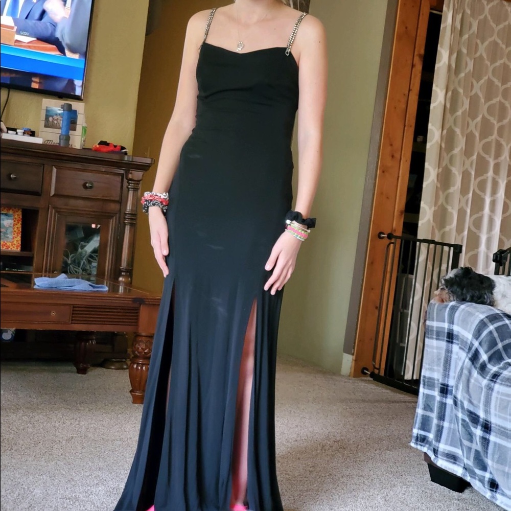 Black and Rhinestone Back Dress